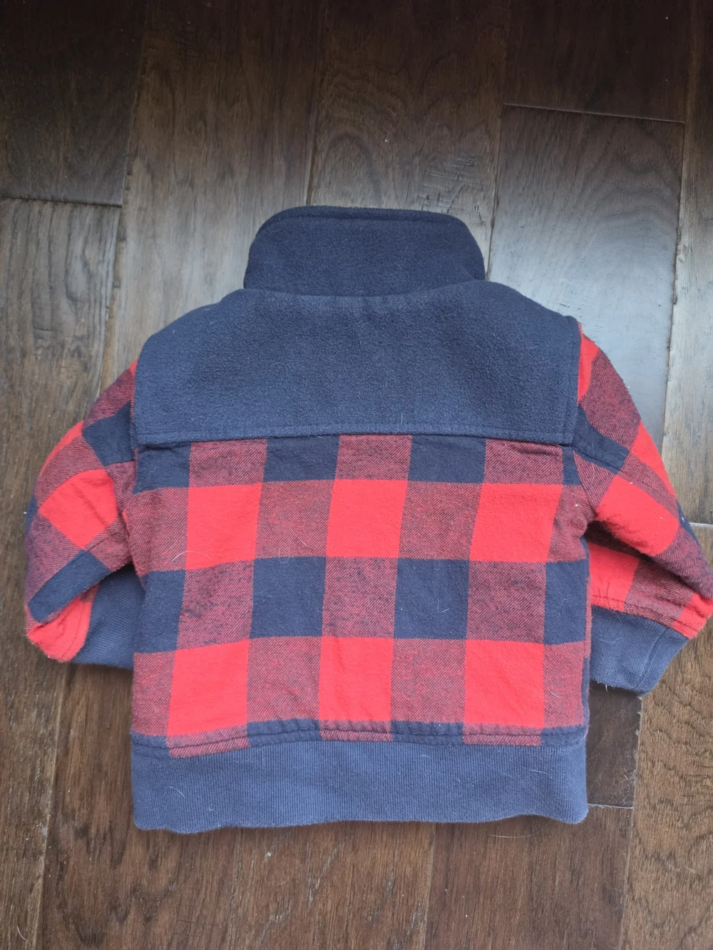 OshKosh B'gosh Red & Navy Plaid Sherpa-Lined Hoodie - 18 MONTHS